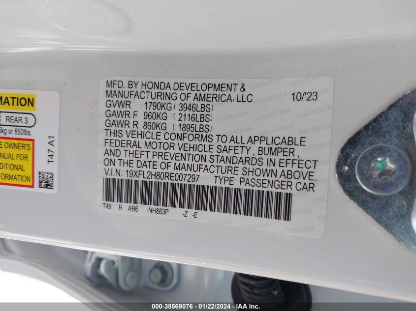2024 HONDA CIVIC SPORT - 19XFL2H80RE007297