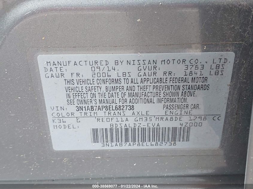 2014 NISSAN SENTRA SV - 3N1AB7AP8EL682738