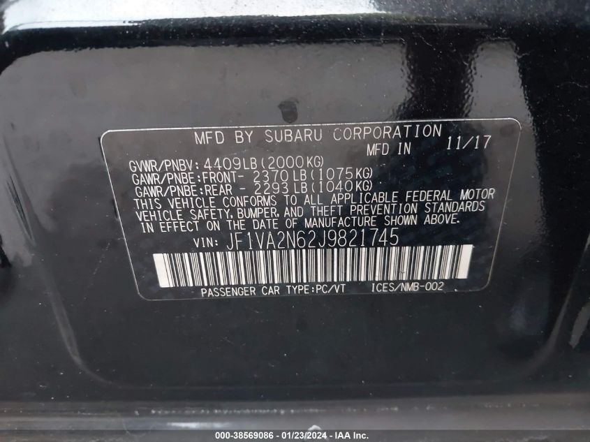 2018 SUBARU WRX STI - JF1VA2N62J9821745