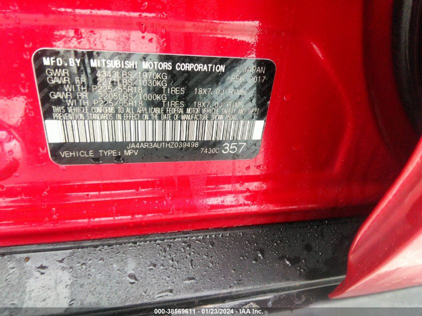 2017 MITSUBISHI OUTLANDER SPORT ES/SE - JA4AR3AU1HZ039498