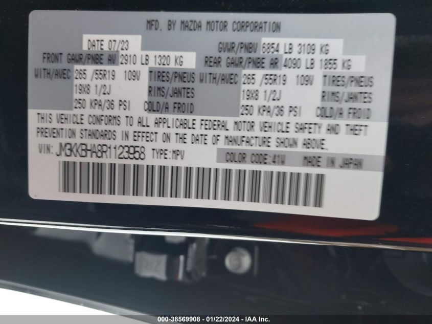 2024 MAZDA CX-90 PHEV PREFERRED JM3KKBHA8R1123958