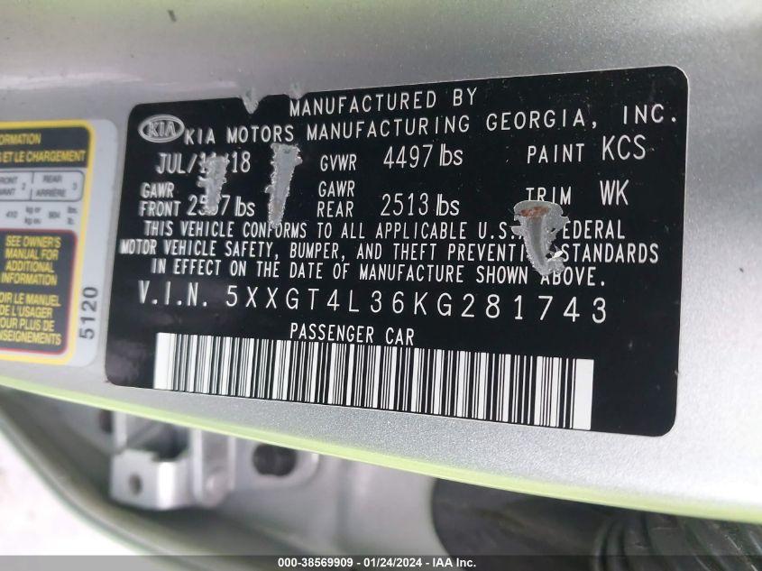 2019 KIA OPTIMA LX - 5XXGT4L36KG281743