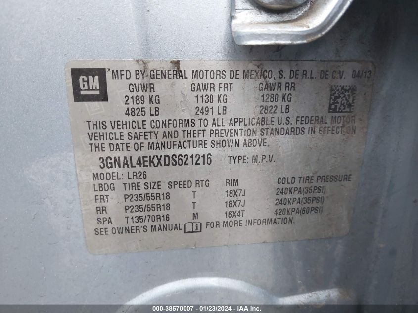 2013 CHEVROLET CAPTIVA SPORT LTZ - 3GNAL4EKXDS621216