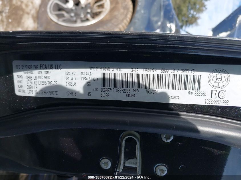 2016 RAM 1500 REBEL - 1C6RR7YT1GS272230