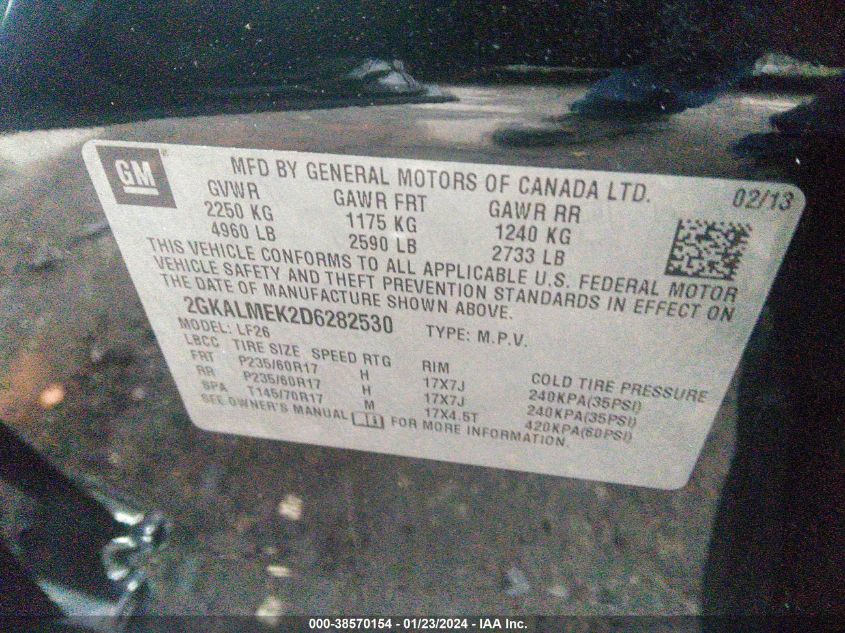 2013 GMC TERRAIN SLE - 2GKALMEK2D6282530