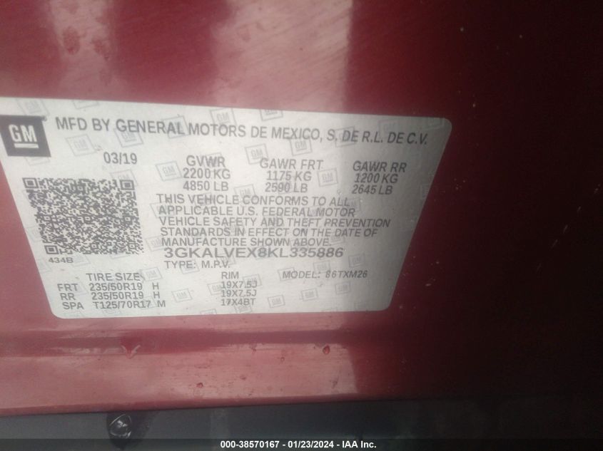 2019 GMC TERRAIN SLT - 3GKALVEX8KL335886