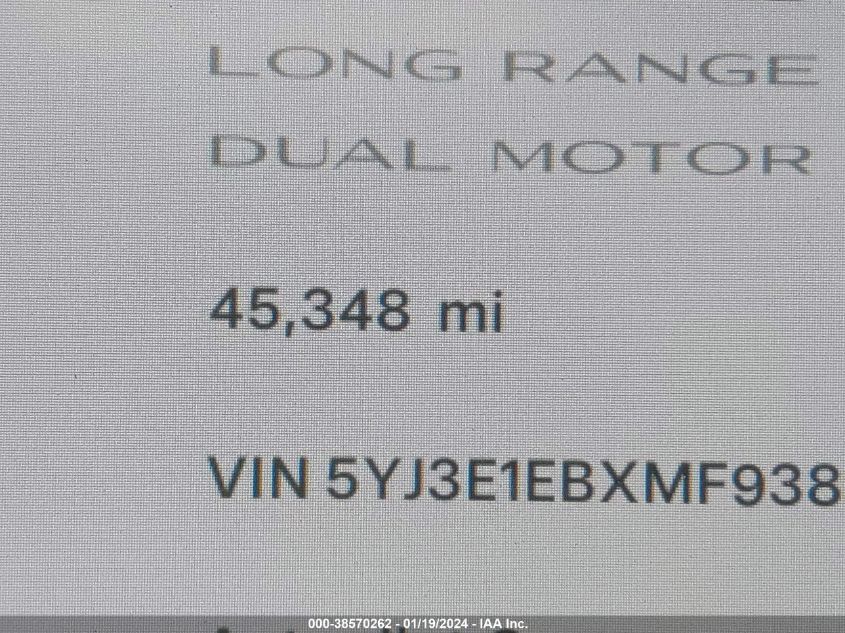 2021 TESLA MODEL 3 LONG RANGE DUAL MOTOR ALL-WHEEL DRIVE - 5YJ3E1EBXMF938898