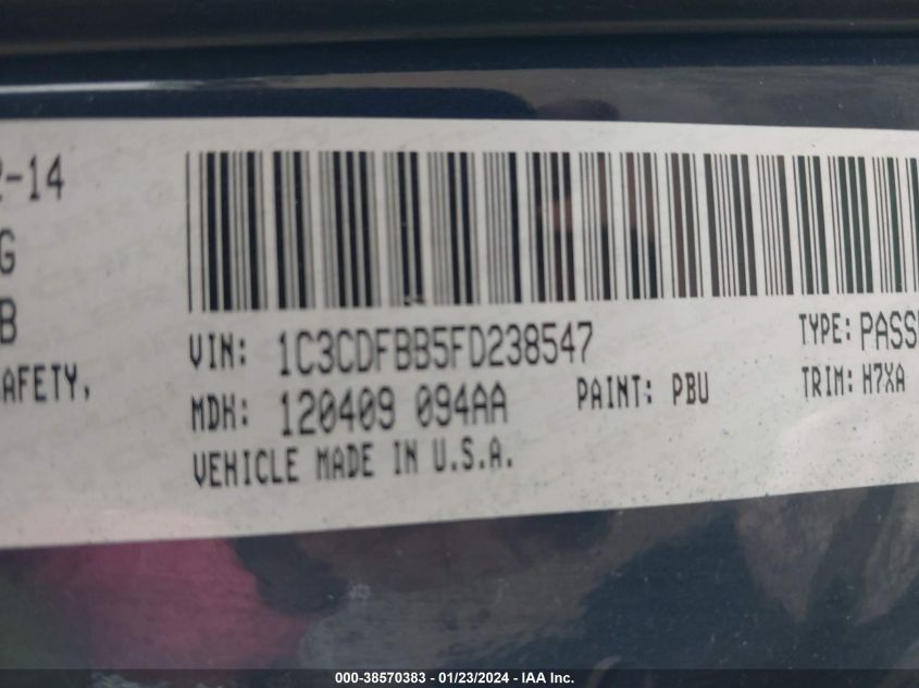2015 DODGE DART SXT - 1C3CDFBB5FD238547