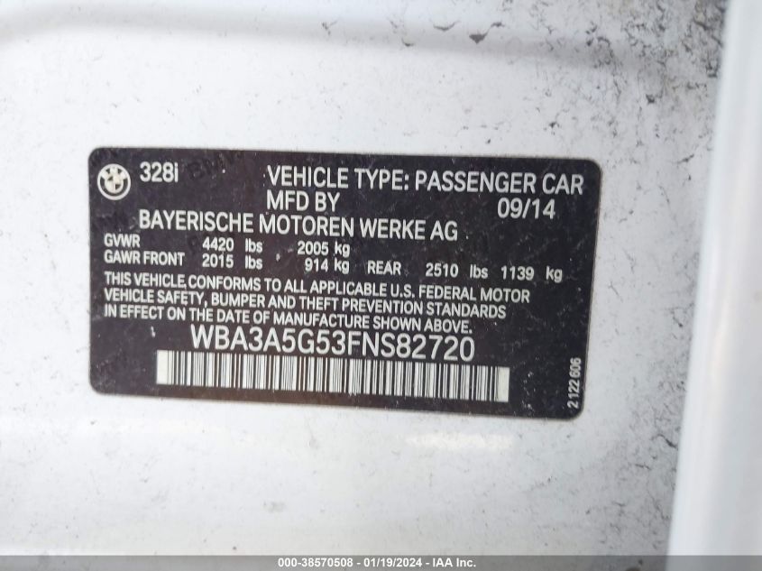 2015 BMW 328I - WBA3A5G53FNS82720