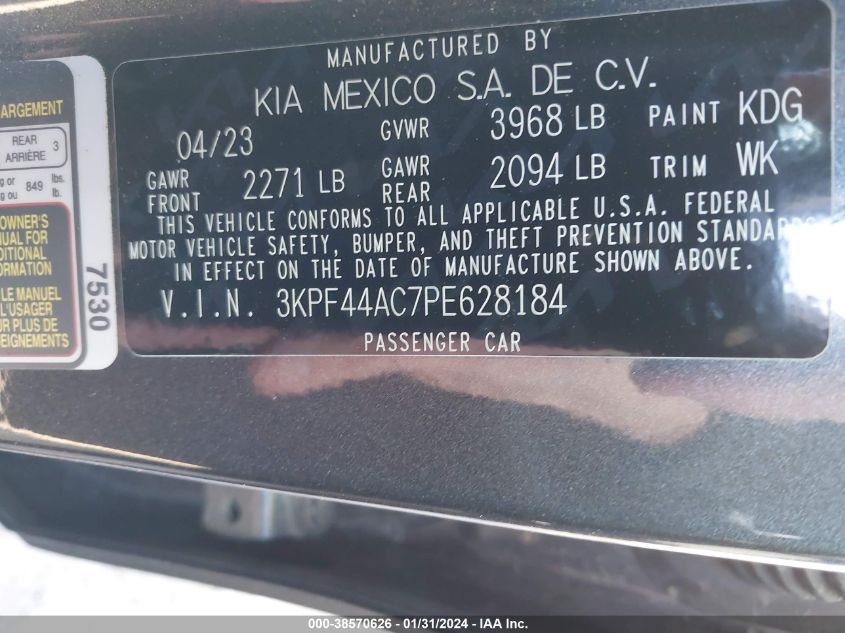 2023 KIA FORTE GT - 3KPF44AC7PE628184
