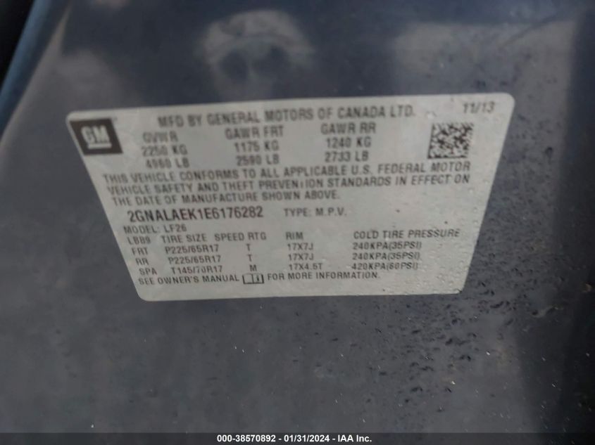 2014 CHEVROLET EQUINOX LS - 2GNALAEK1E6176282