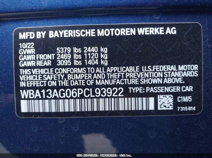 2023 BMW 530E - WBA13AG06PCL93922