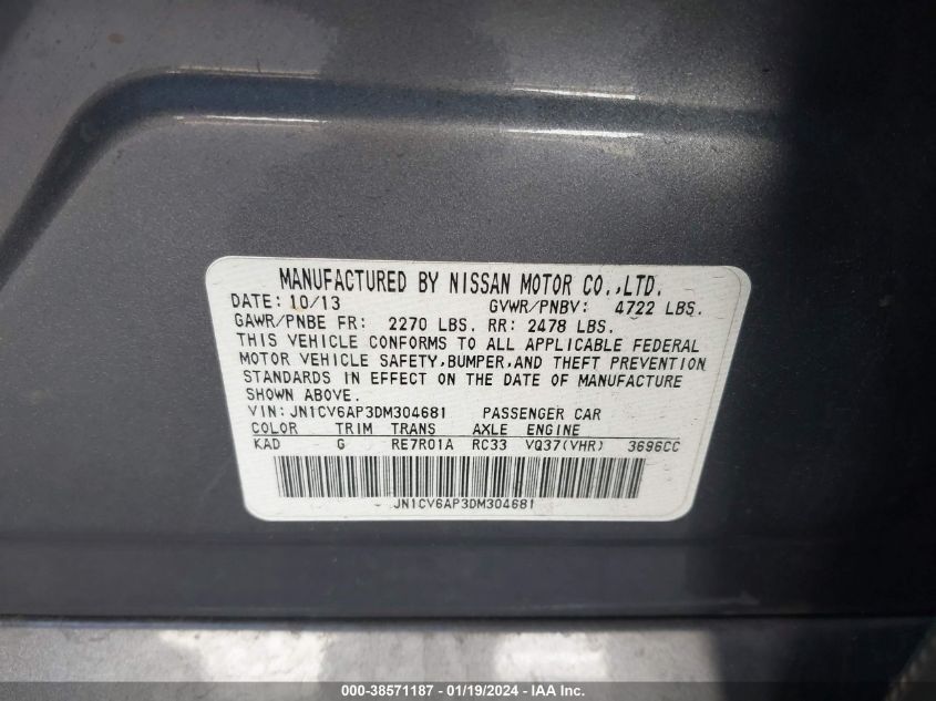 2013 INFINITI G37 JOURNEY - JN1CV6AP3DM304681