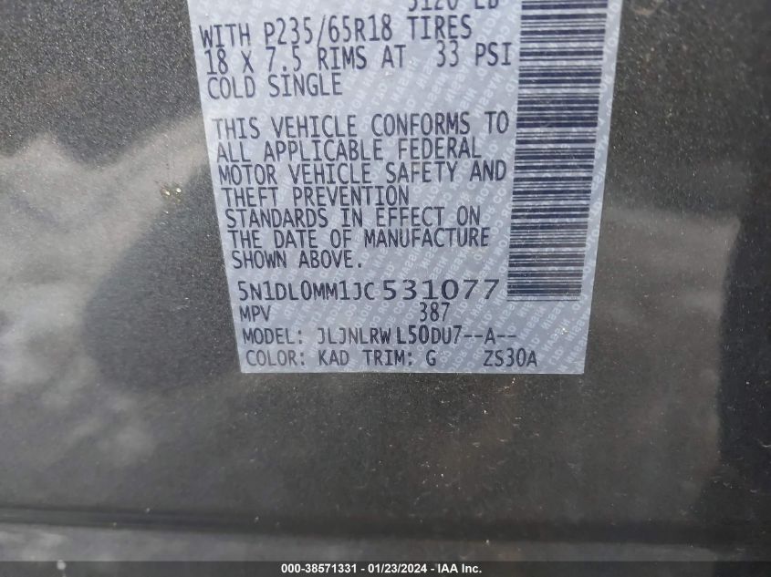 2018 INFINITI QX60 - 5N1DL0MM1JC531077