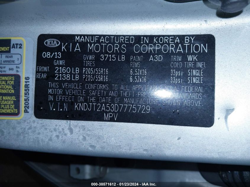 2013 KIA SOUL - KNDJT2A53D7775729