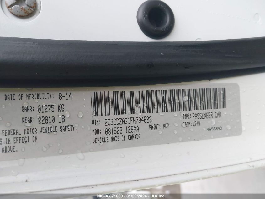 2015 DODGE CHALLENGER SXT - 2C3CDZAG1FH704623