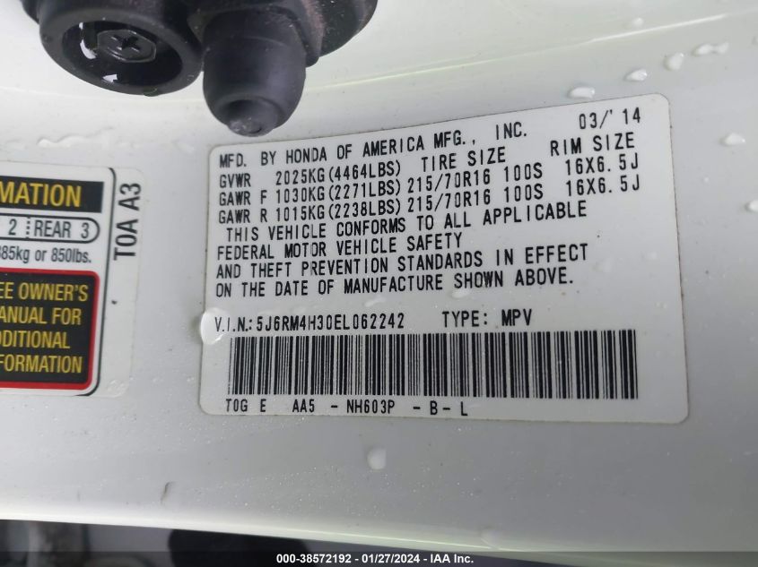 2014 HONDA CR-V LX - 5J6RM4H30EL062242