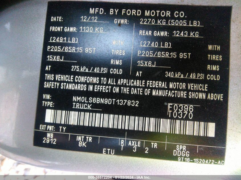 2013 FORD TRANSIT CONNECT XLT - NM0LS6BN9DT137832