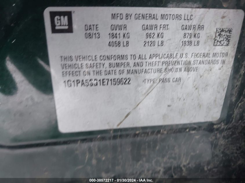 2014 CHEVROLET CRUZE LS AUTO - 1G1PA5SG1E7159622