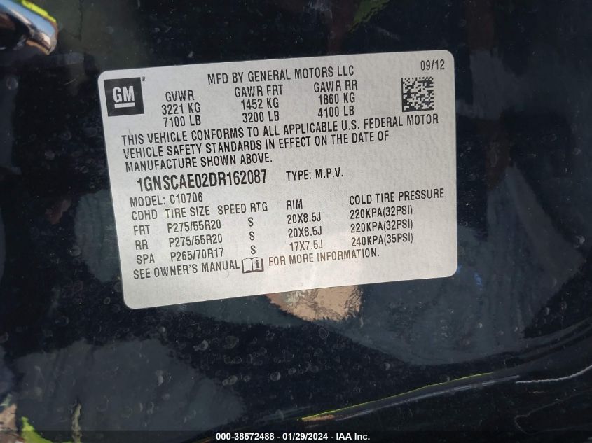 2013 CHEVROLET TAHOE LS - 1GNSCAE02DR162087