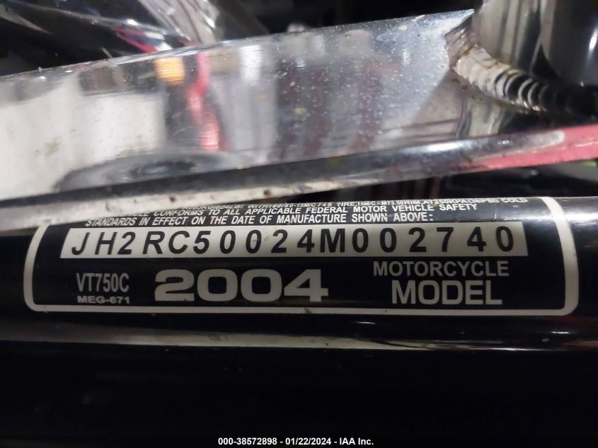 2004 HONDA VT750 C - JH2RC50024M002740