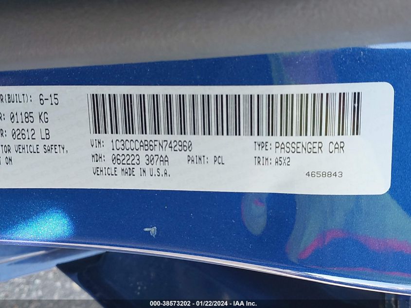 2015 CHRYSLER 200 LIMITED - 1C3CCCAB6FN742960