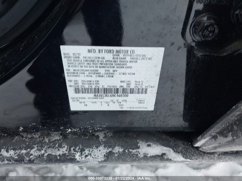 2022 FORD ECOSPORT SE - MAJ6S3GL6NC460300