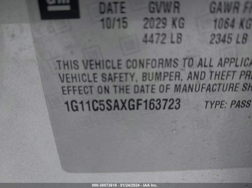 2016 CHEVROLET MALIBU LIMITED LT - 1G11C5SAXGF163723