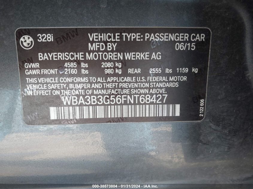 2015 BMW 328I XDRIVE - WBA3B3G56FNT68427
