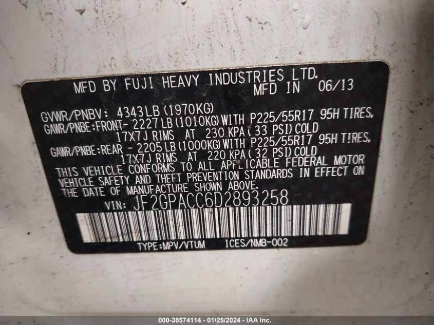 2013 SUBARU XV CROSSTREK 2.0I PREMIUM - JF2GPACC6D2893258