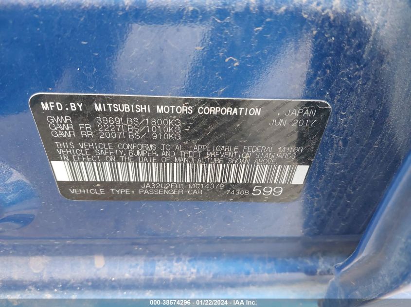 2017 MITSUBISHI LANCER ES - JA32U2FU1HU014379