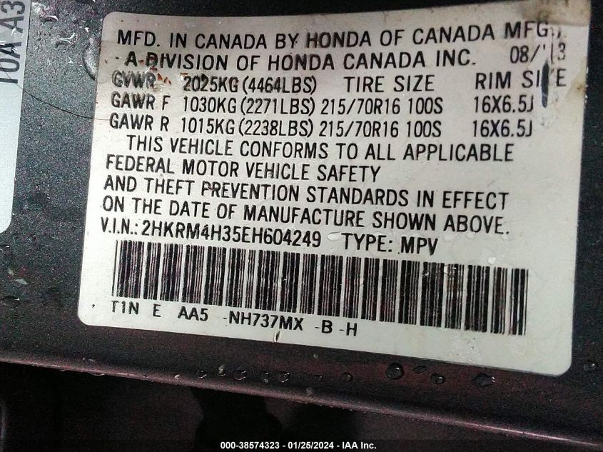 2014 HONDA CR-V LX - 2HKRM4H35EH604249