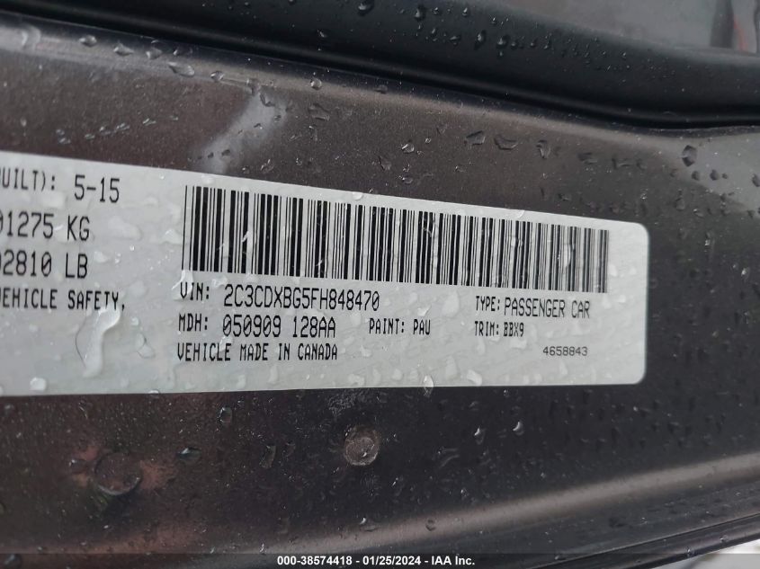 2015 DODGE CHARGER SE - 2C3CDXBG5FH848470
