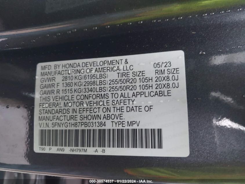 2023 HONDA PILOT ELITE - 5FNYG1H87PB031384