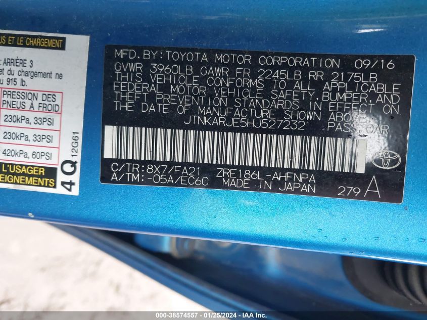 2017 TOYOTA COROLLA IM - JTNKARJE5HJ527232