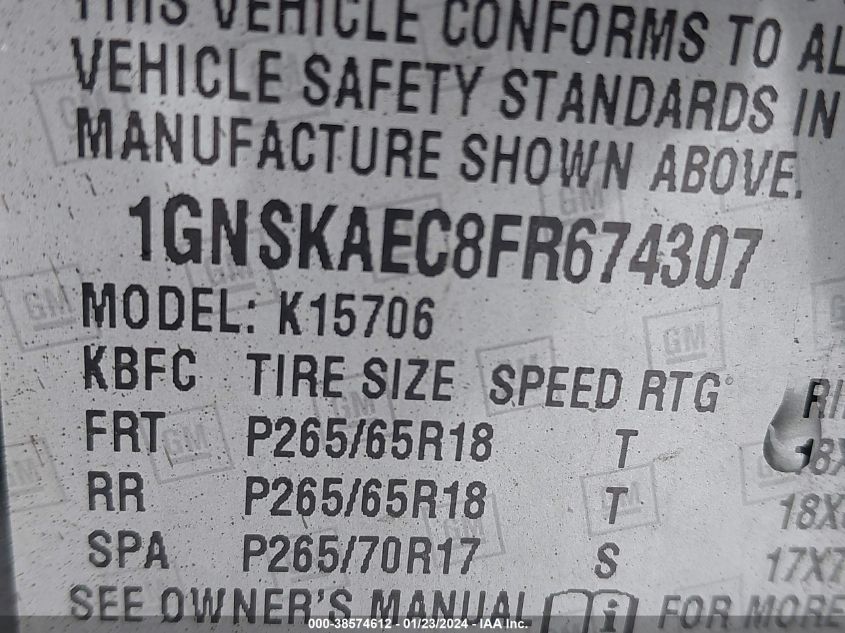 2015 CHEVROLET TAHOE K1500 LS - 1GNSKAEC8FR674307