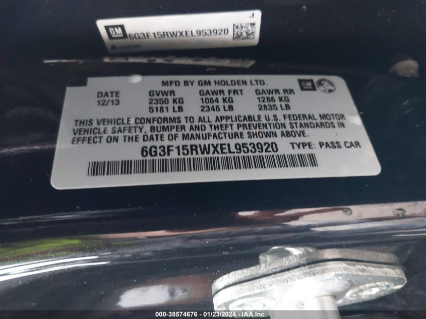 2014 CHEVROLET SS 6G3F15RWXEL953920
