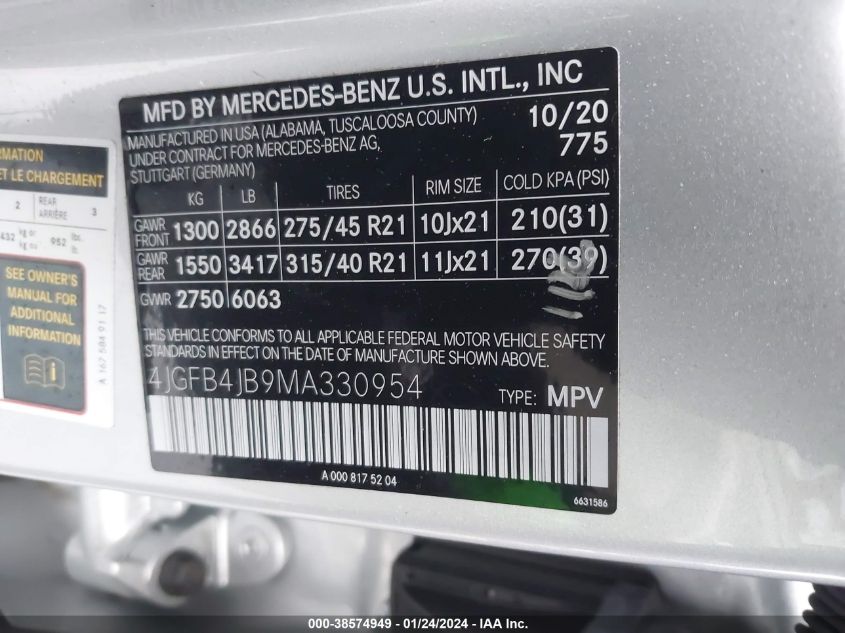 2021 MERCEDES-BENZ GLE 350 - 4JGFB4JB9MA330954