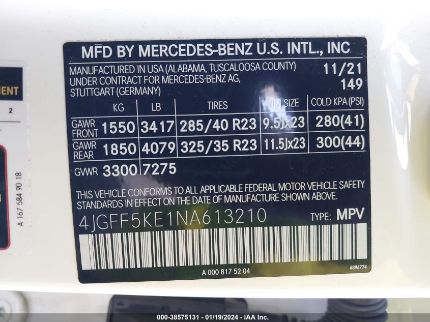 2022 MERCEDES-BENZ GLS 450 4MATIC - 4JGFF5KE1NA613210