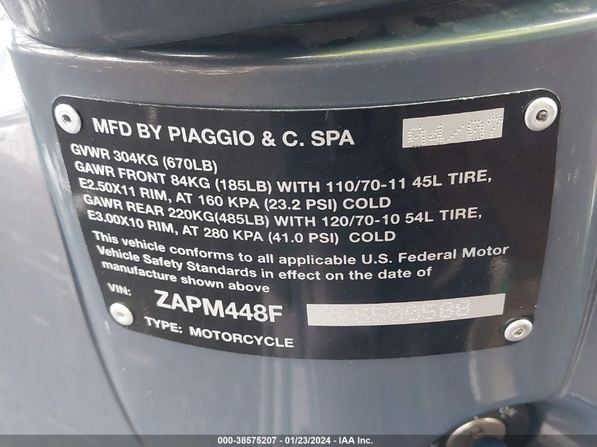 2007 VESPA LX 150 - ZAPM448F375500588