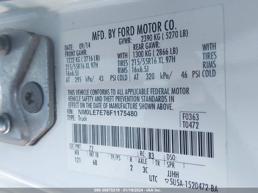 2015 FORD TRANSIT CONNECT XL - NM0LE7E76F1175480