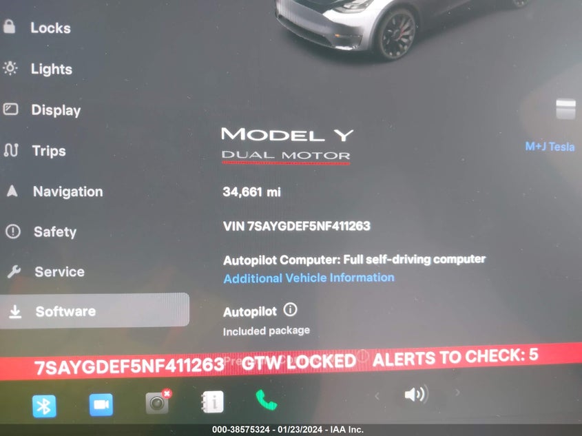 VIN 7SAYGDEF5NF411263 2022 TESLA MODEL Y PERFORMANCE DUAL MOTOR ALL-WHEEL DRIVE