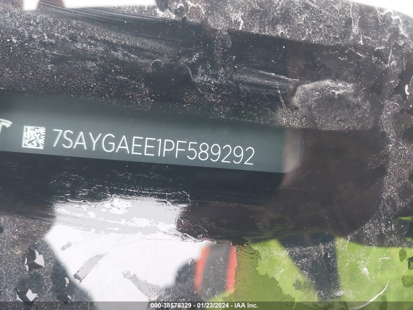 VIN 7SAYGAEE1PF589292 2023 TESLA MODEL Y