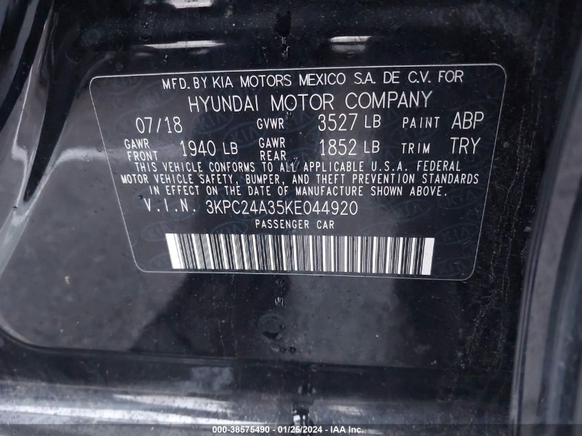 2019 HYUNDAI ACCENT SE/SEL - 3KPC24A35KE044920