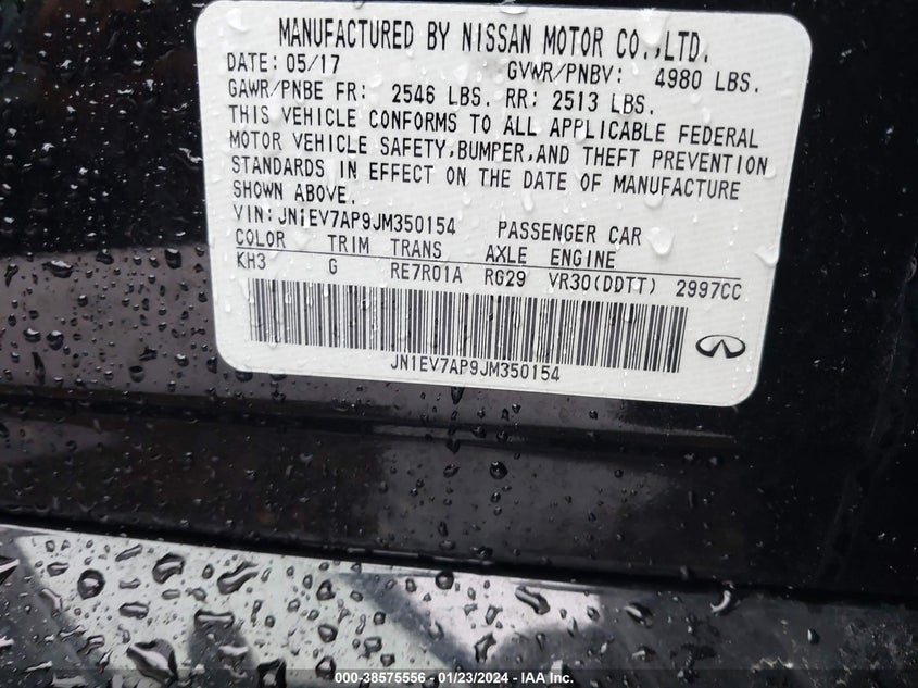 VIN JN1EV7AP9JM350154 2018 INFINITI Q50 LUXE/SPORT
