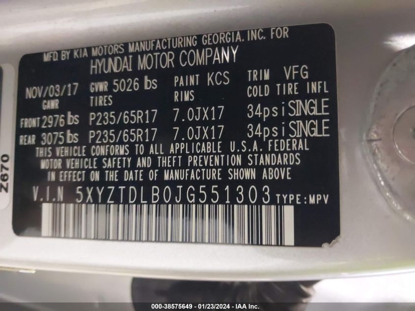 2018 HYUNDAI SANTA FE SPORT 2.4L - 5XYZTDLB0JG551303