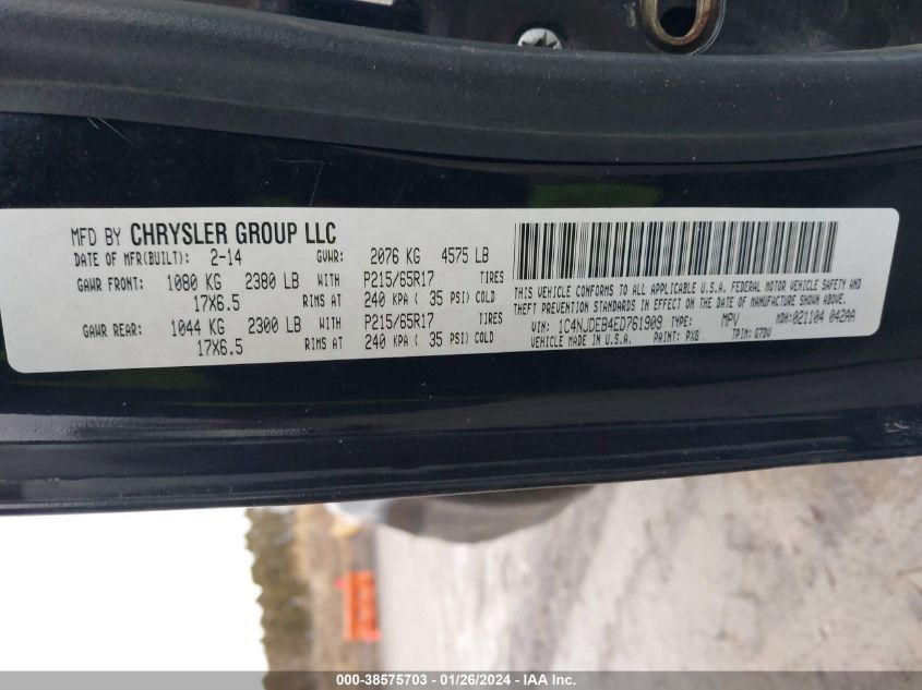 2014 JEEP COMPASS LATITUDE - 1C4NJDEB4ED761909