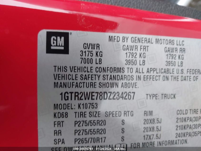2013 GMC SIERRA 1500 SLT - 1GTR2WE78DZ234267