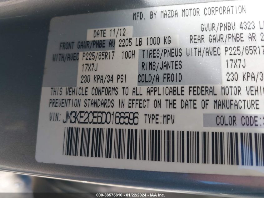 2013 MAZDA CX-5 TOURING - JM3KE2CE6D0166596