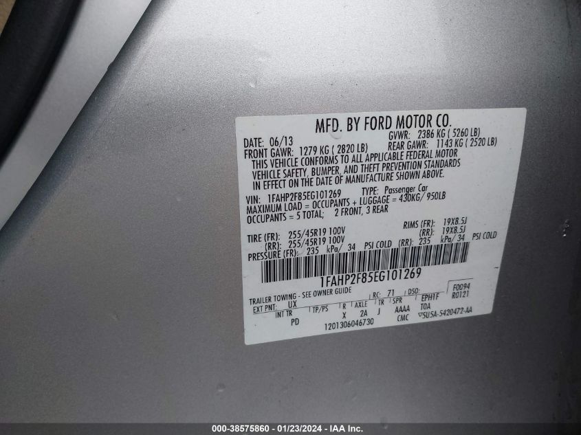 2014 FORD TAURUS LIMITED - 1FAHP2F85EG101269